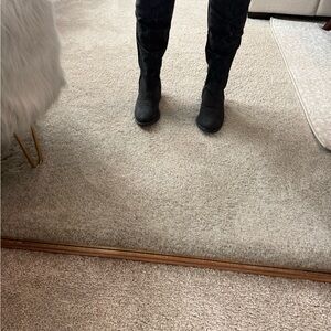 Black Suede Knee-High Boots